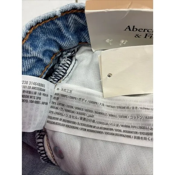 ABERCROMBIE &amp; FITCH High Rise Denim Midi Skirt Light Wash Sz 34 / 18 p