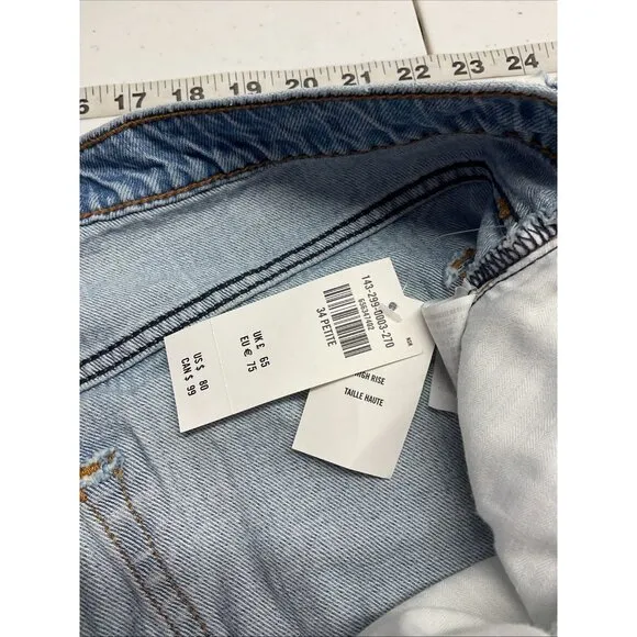 ABERCROMBIE &amp; FITCH High Rise Denim Midi Skirt Light Wash Sz 34 / 18 p