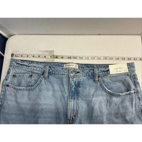 ABERCROMBIE &amp; FITCH High Rise Denim Midi Skirt Light Wash Sz 34 / 18 p