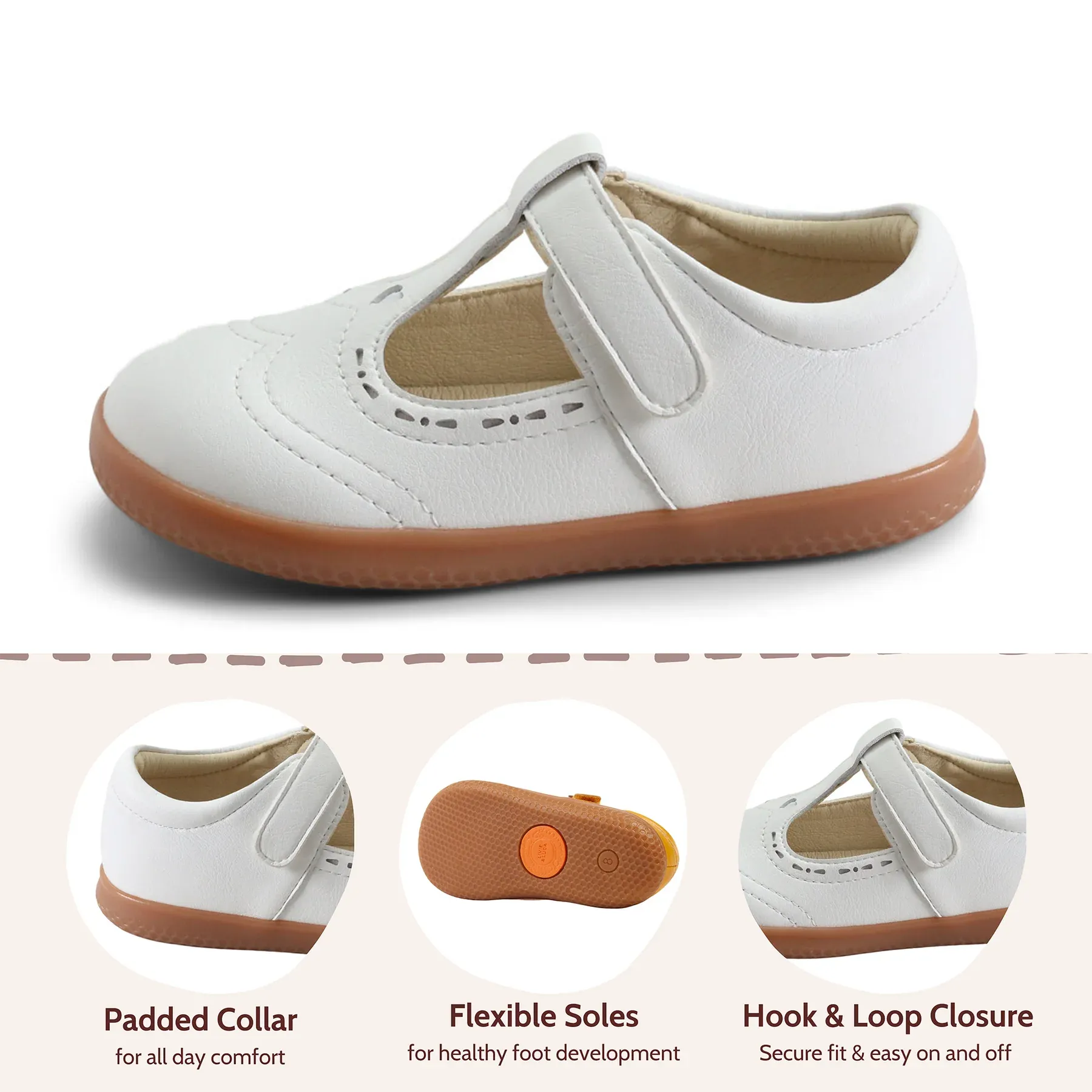 Amica T-Strap Mary Jane - White
