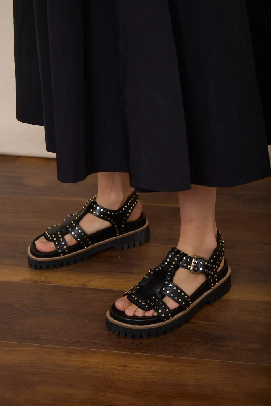 Annie Chunky Sandal - Black Stud