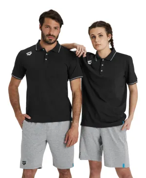 Arena Team Unisex Solid Cotton Polo Shirt - Black
