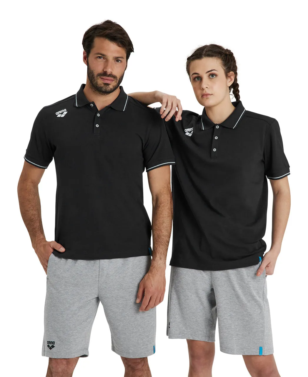Arena Team Unisex Solid Cotton Polo Shirt - Black