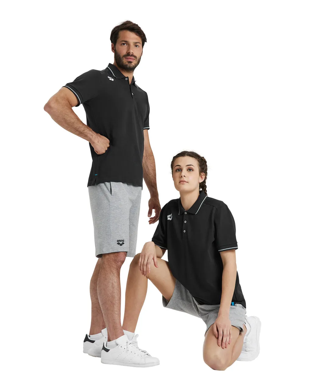 Arena Team Unisex Solid Cotton Polo Shirt - Black