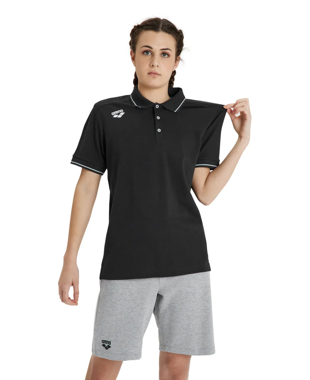 Arena Team Unisex Solid Cotton Polo Shirt - Black
