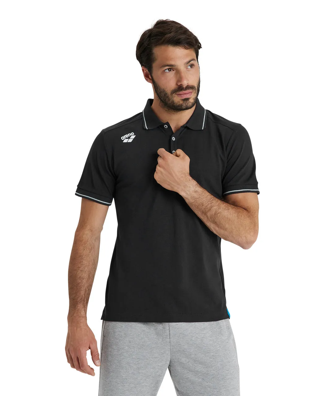 Arena Team Unisex Solid Cotton Polo Shirt - Black
