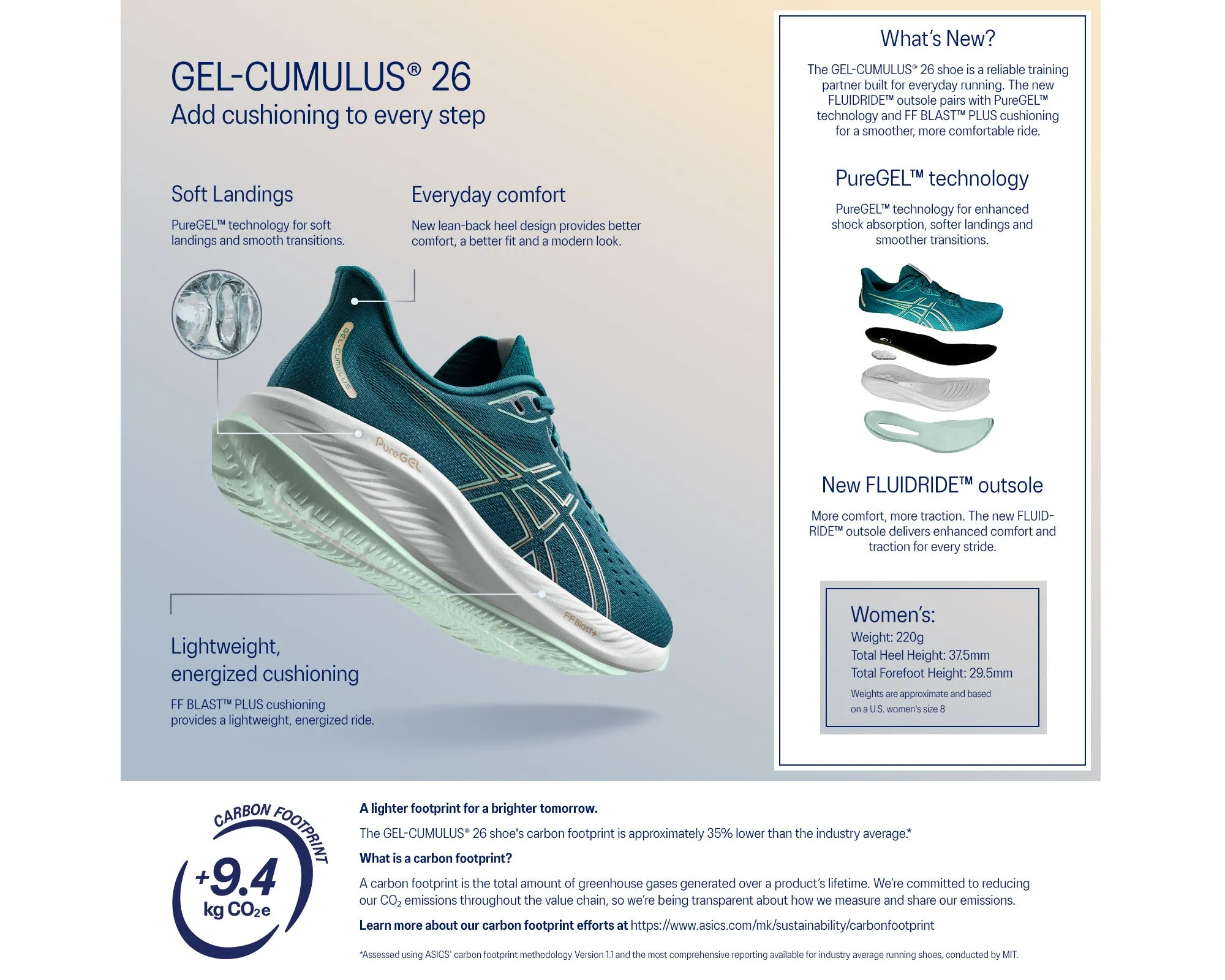 Asics Women's Gel-Cumulus 26 Running Shoes in Black/Watershed Rose