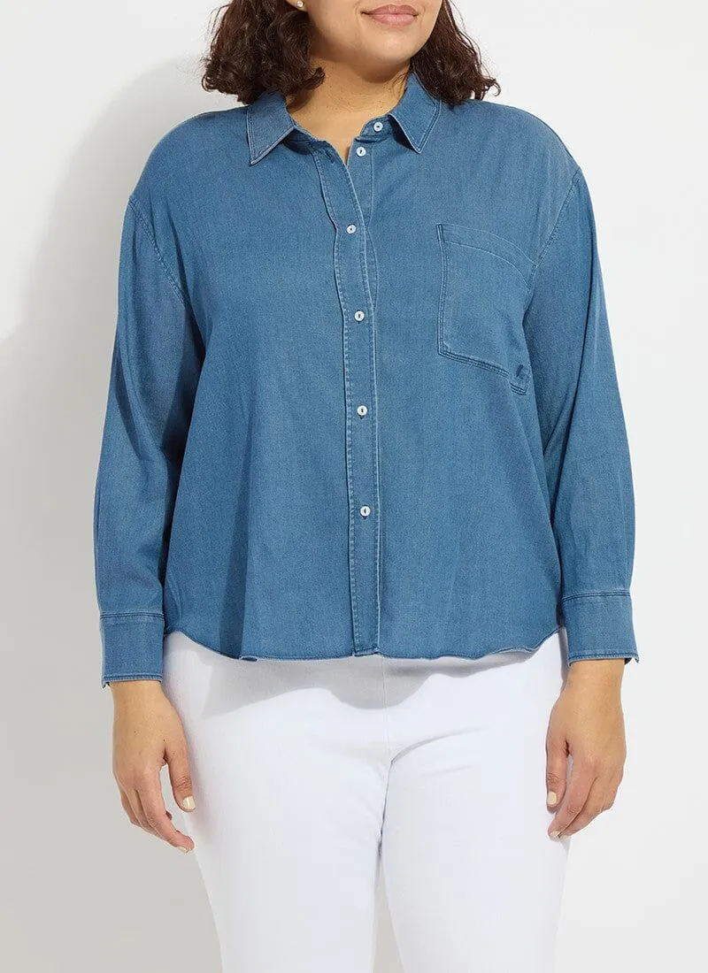 Bay Crop Chambray Shirt Curvy