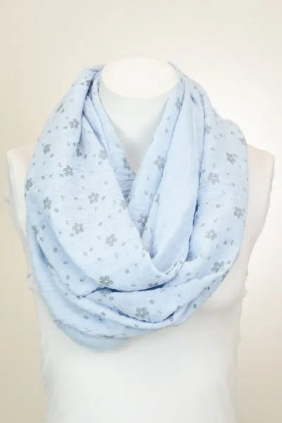 Blue Floral Infinity Scarf