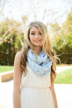 Blue Floral Infinity Scarf