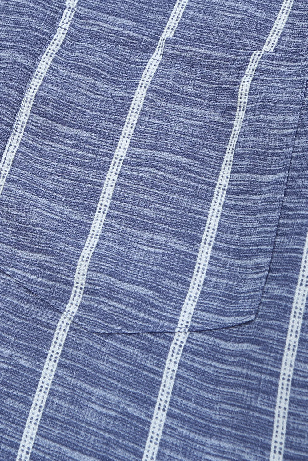 Blue Striped V Neck Pocket Long Sleeve Top