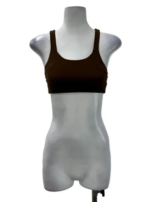 Brown Cross Strap Sports Bra