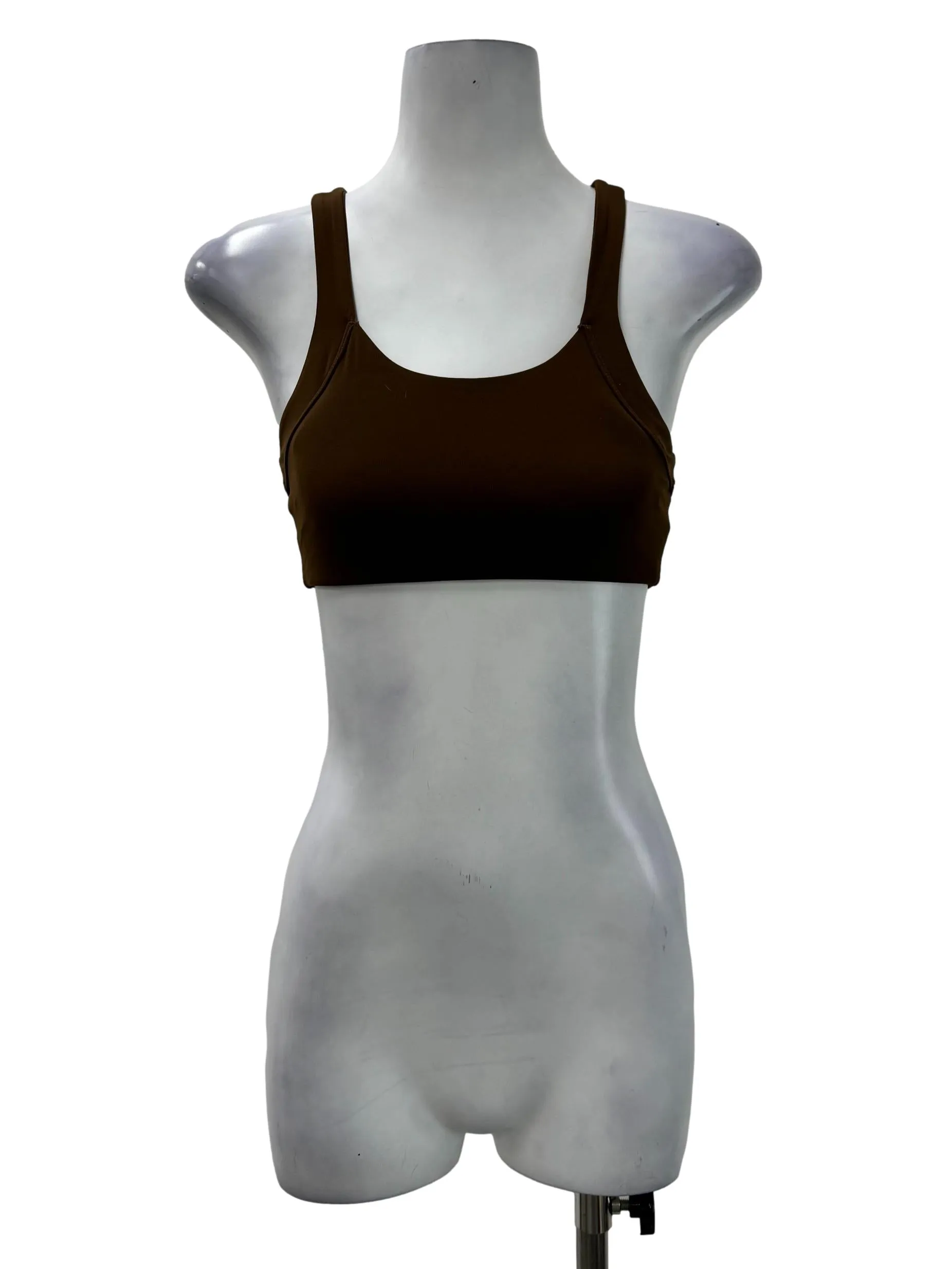 Brown Cross Strap Sports Bra