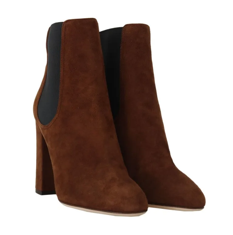 Brown Suede Heels Chelsea Boots