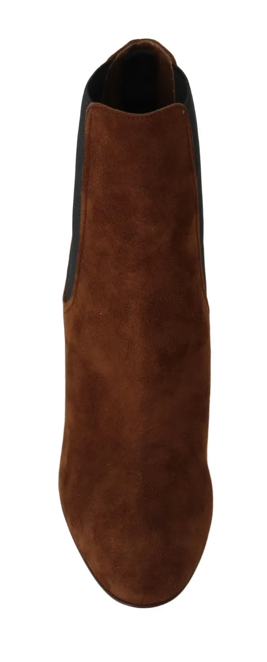 Brown Suede Heels Chelsea Boots