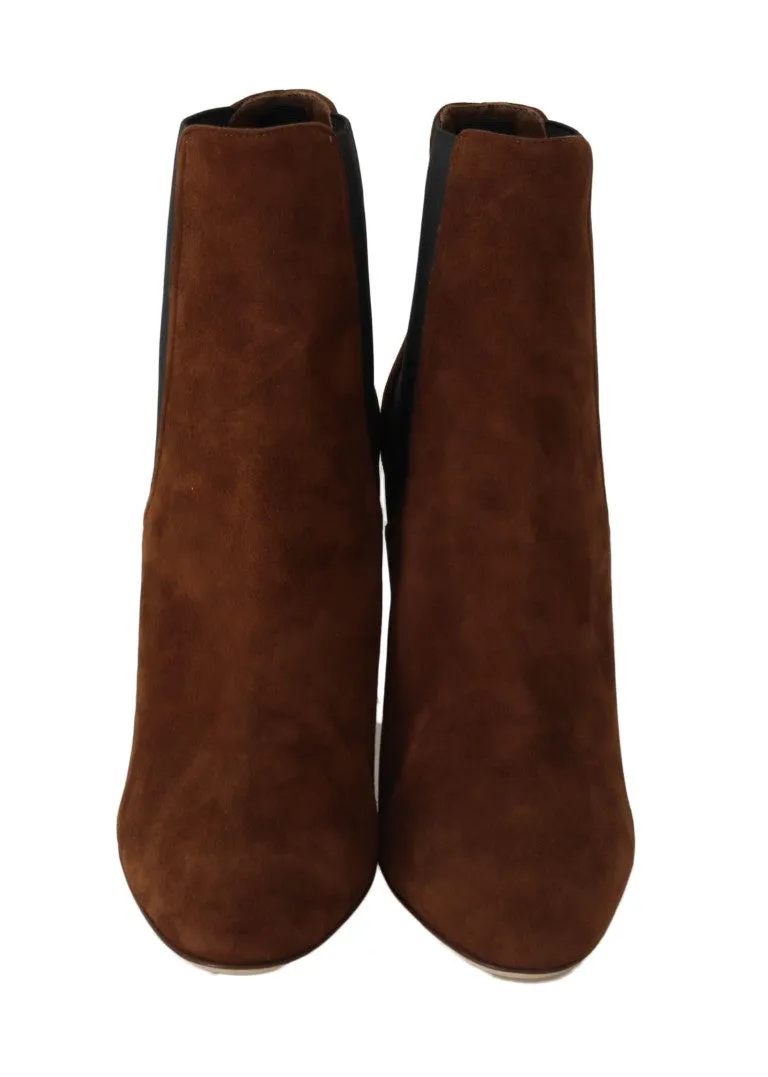 Brown Suede Heels Chelsea Boots