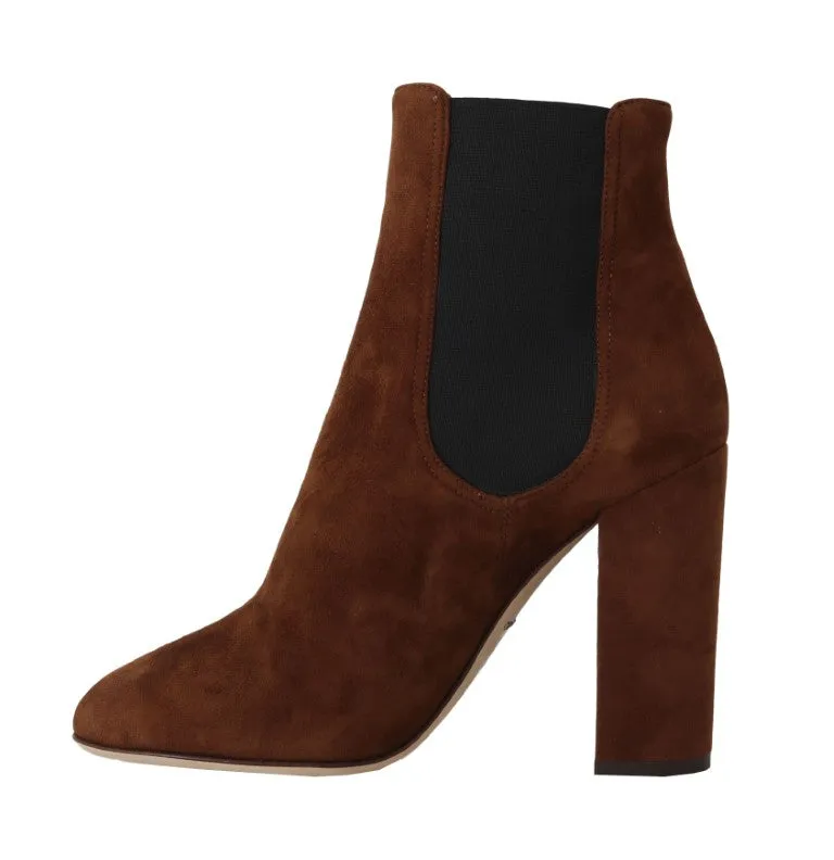 Brown Suede Heels Chelsea Boots