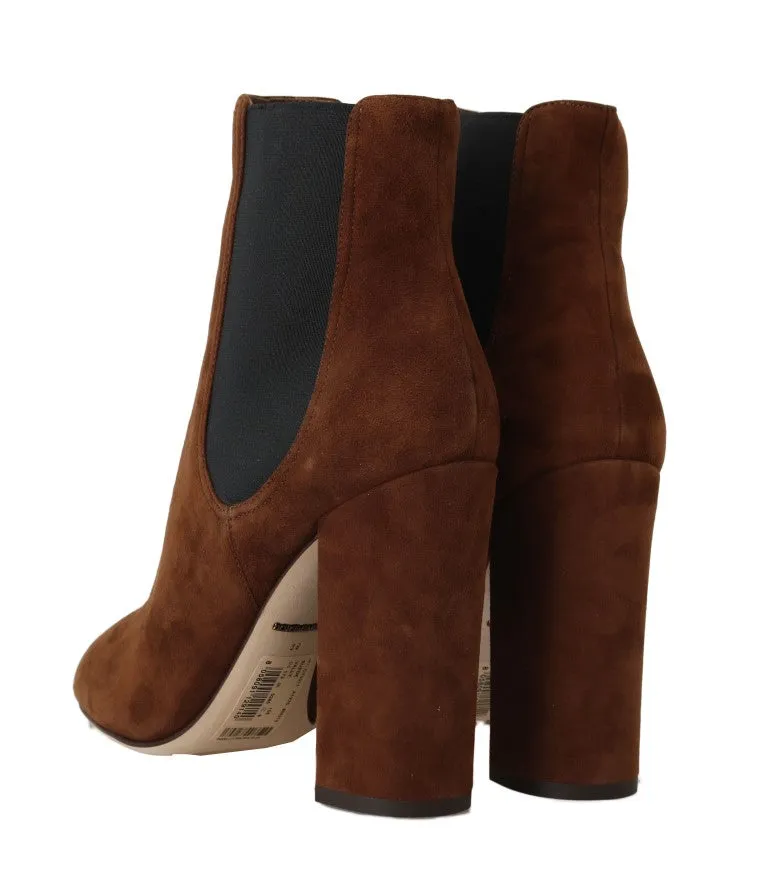 Brown Suede Heels Chelsea Boots