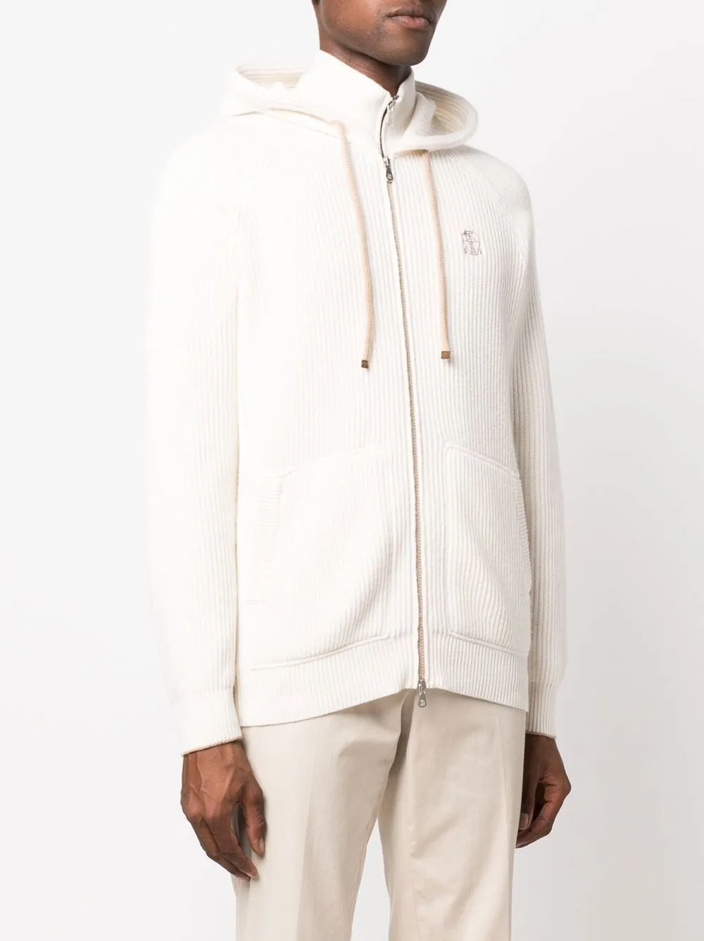 Brunello Cucinelli zipped ribbed cashmere hoodie