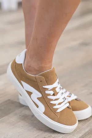 Camel Low-Top Lace Up Sneaker