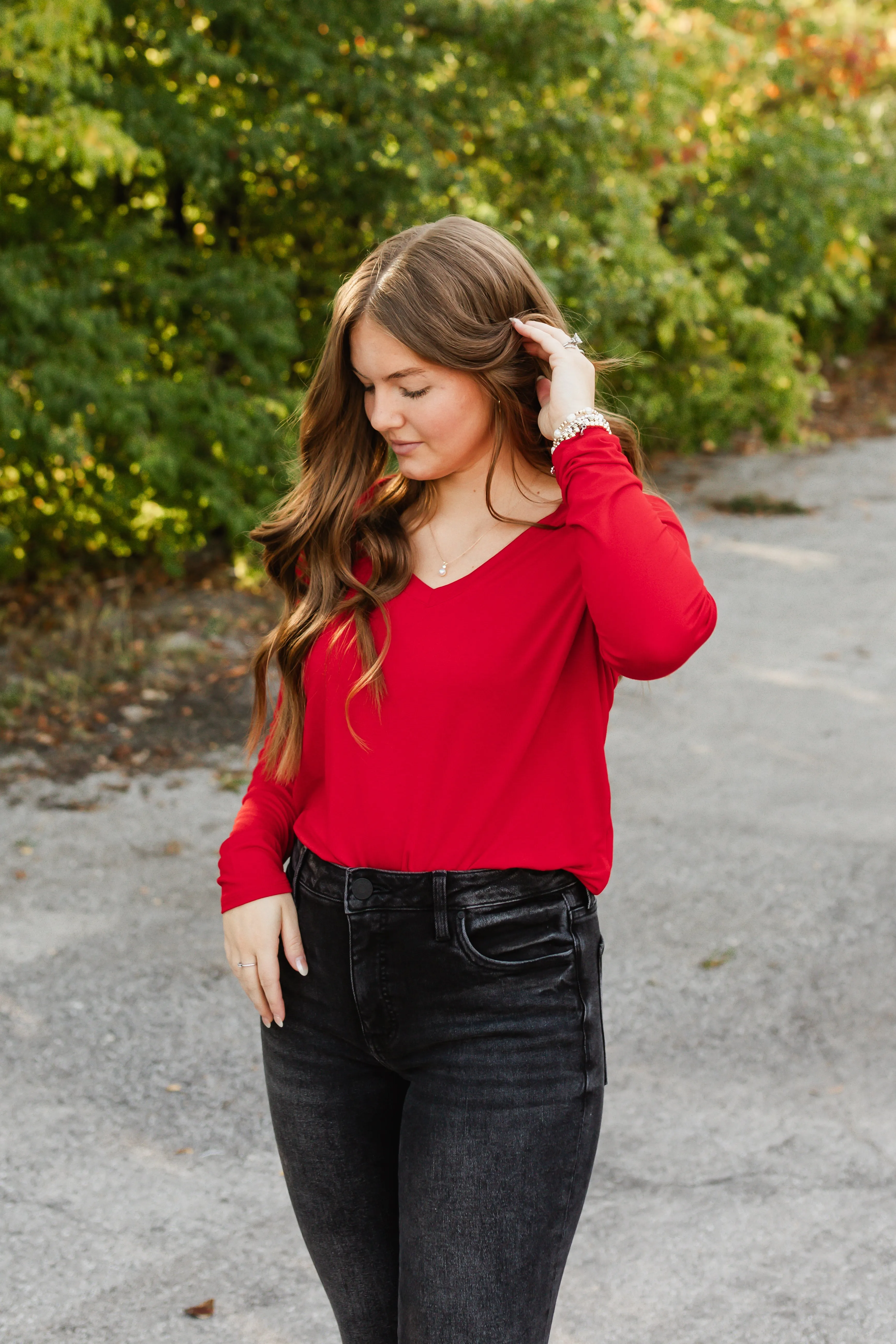 charlie tee long sleeve in red