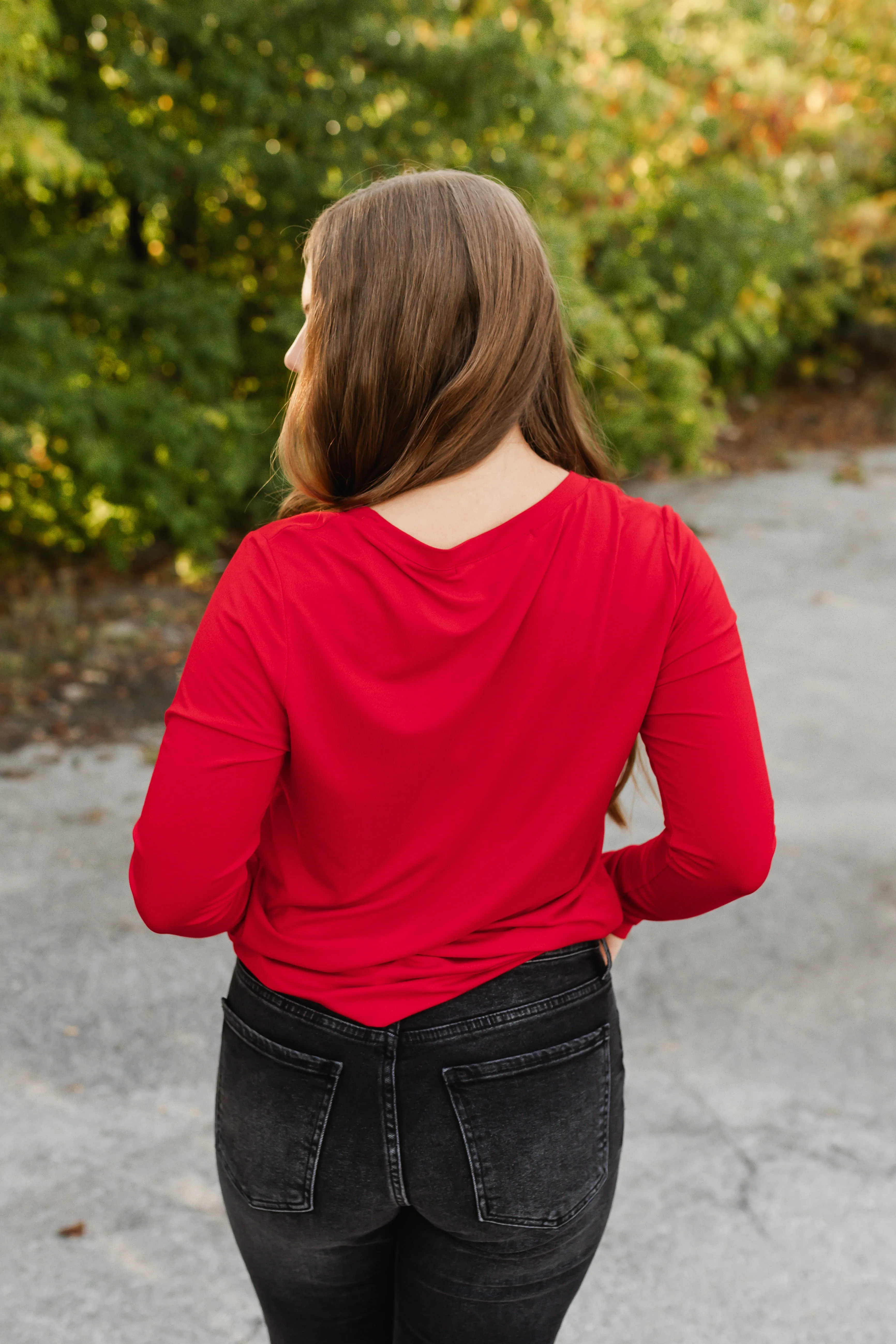charlie tee long sleeve in red