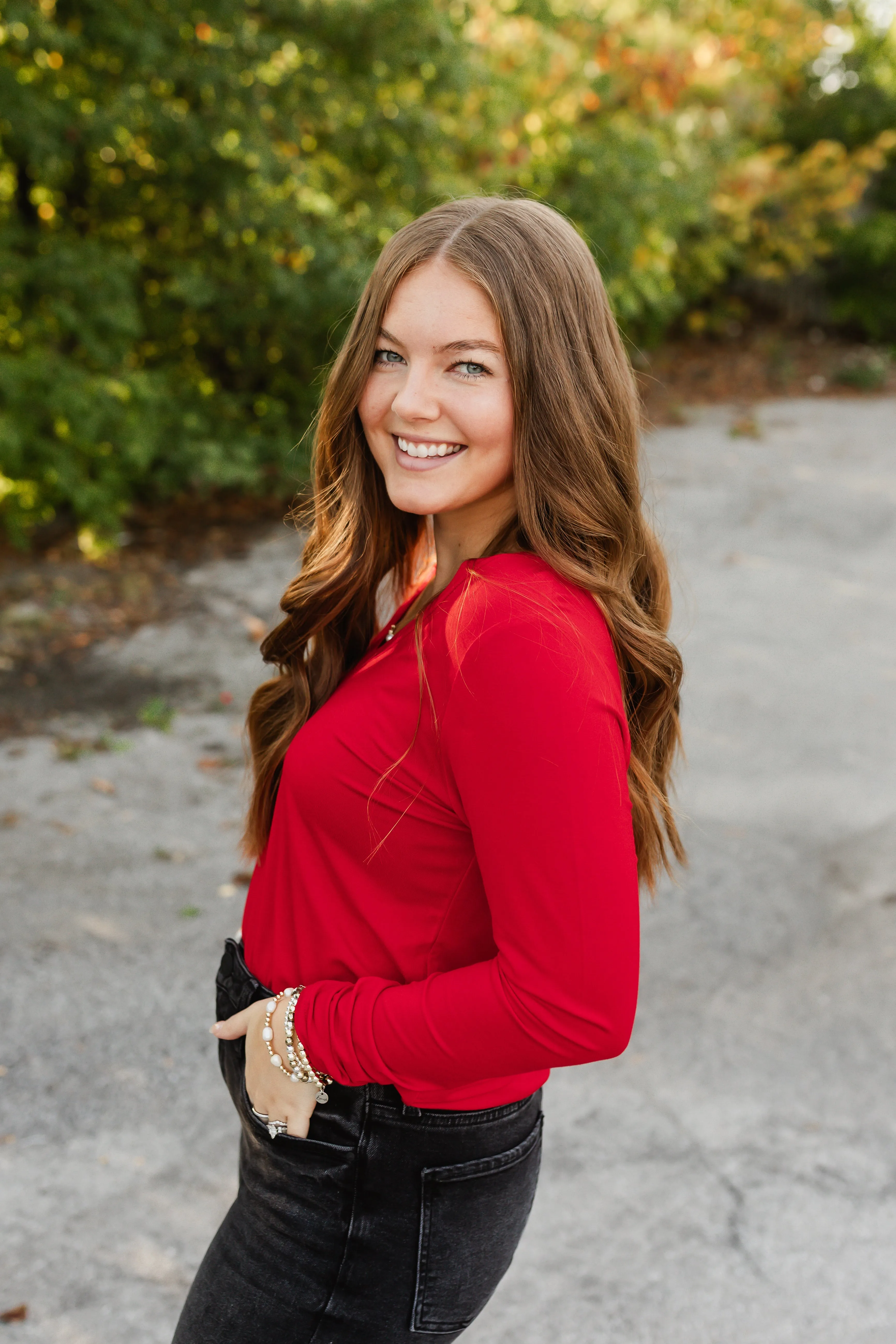 charlie tee long sleeve in red
