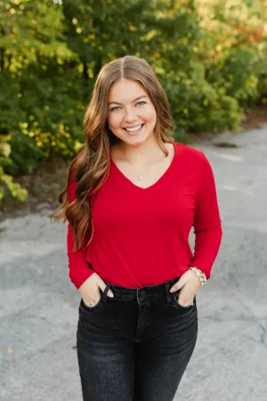 charlie tee long sleeve in red