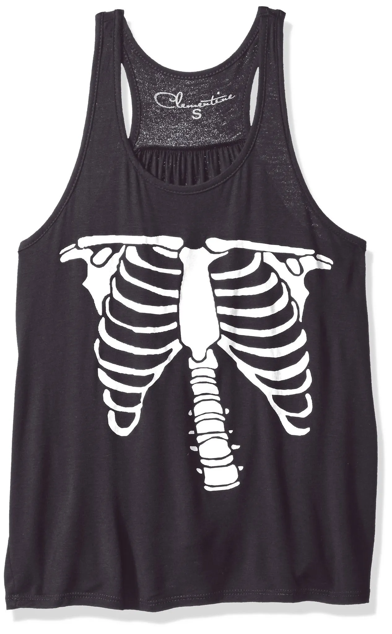 Clementine Women's Petite Plus Bones Graphic Flowy Racerback Tank