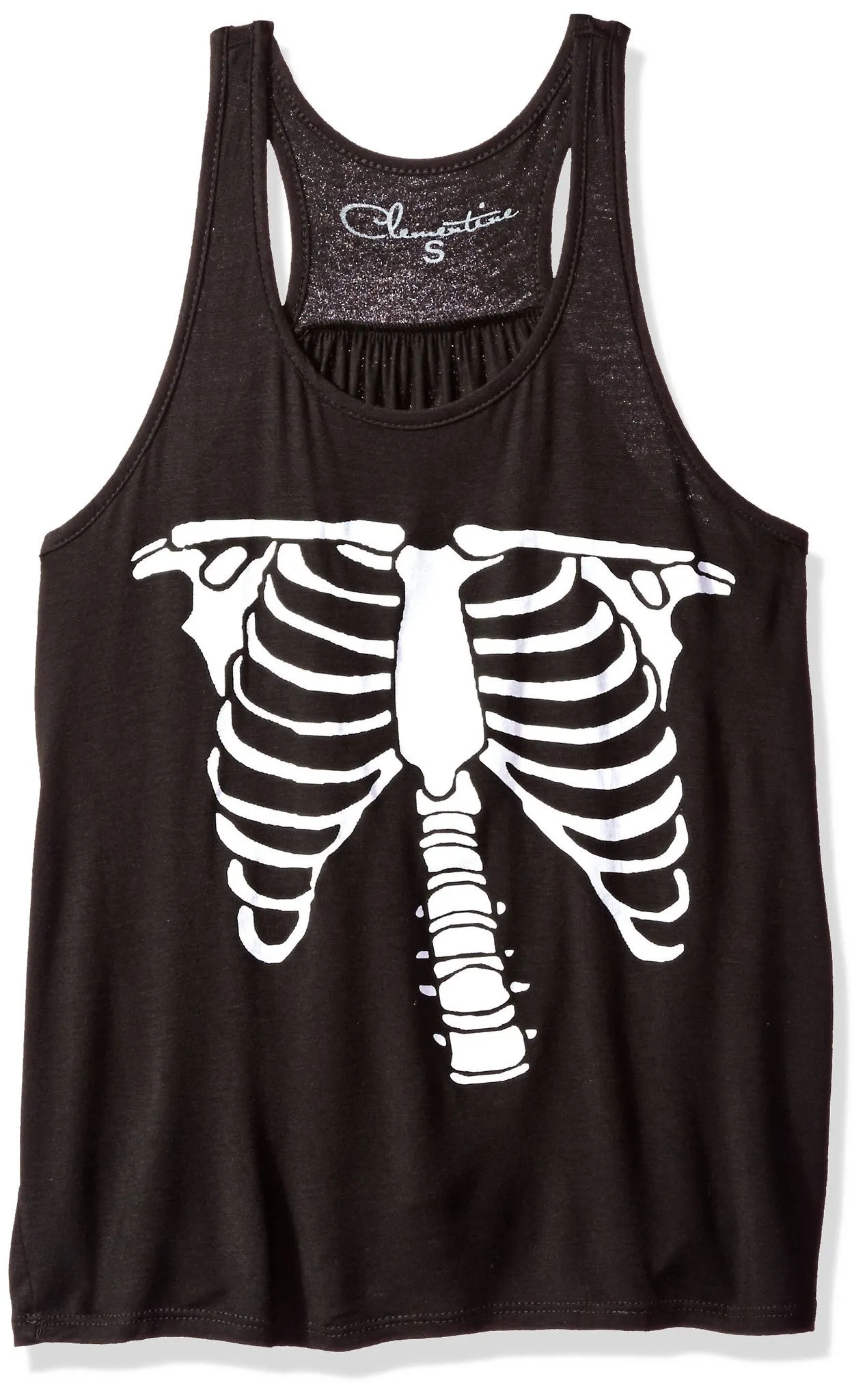 Clementine Women's Petite Plus Bones Graphic Flowy Racerback Tank