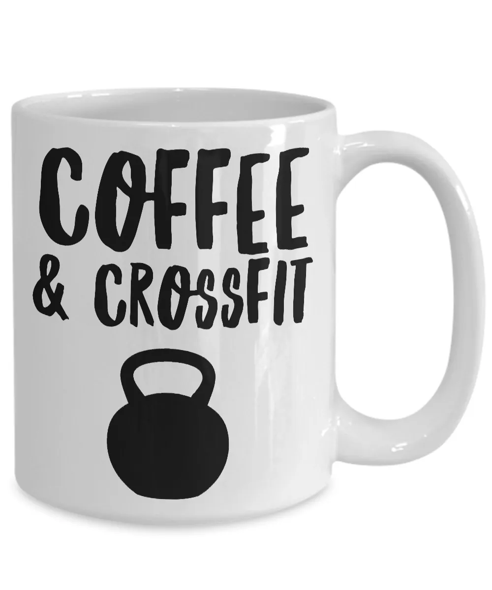 Coffee & Crossfit Mug Kettlebell Ceramic Coffee Cup for Exercise & Fitness Enthusiasts