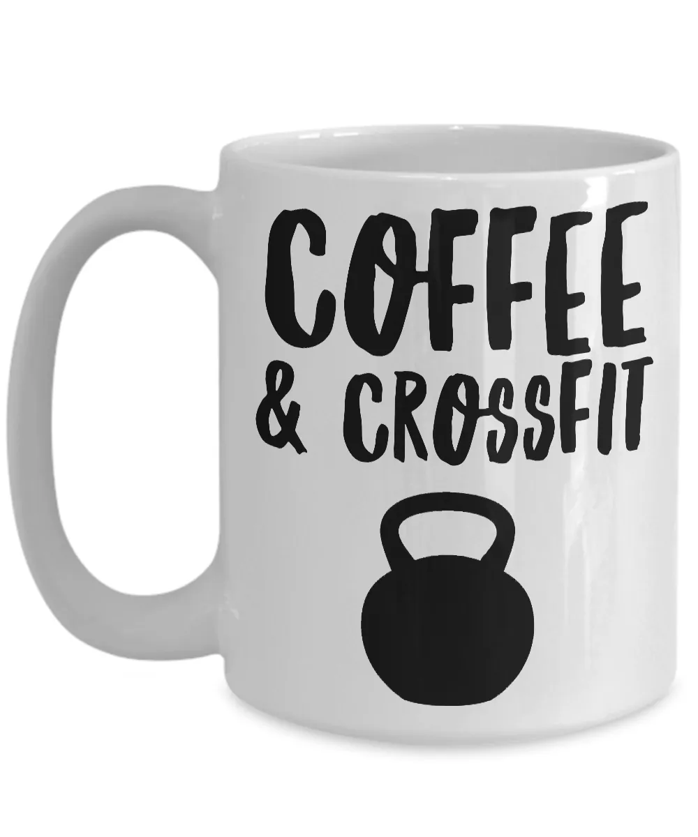Coffee & Crossfit Mug Kettlebell Ceramic Coffee Cup for Exercise & Fitness Enthusiasts