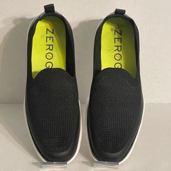COLE HAAN ZERØGRAND Omni Knit Slip-On Sneaker. Men’s sz 9. Black w/ white soles