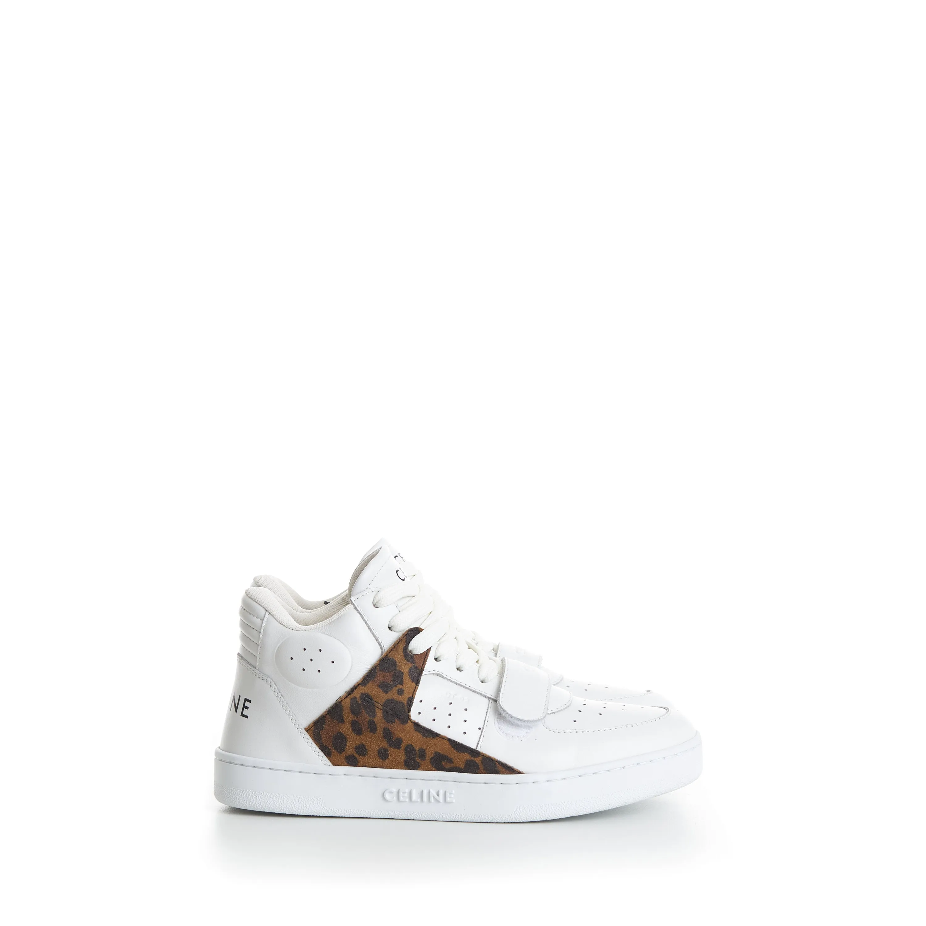 CT-02 Celine Trainer Mid Sneaker With Scratch In Calfskin & Leopard Printed