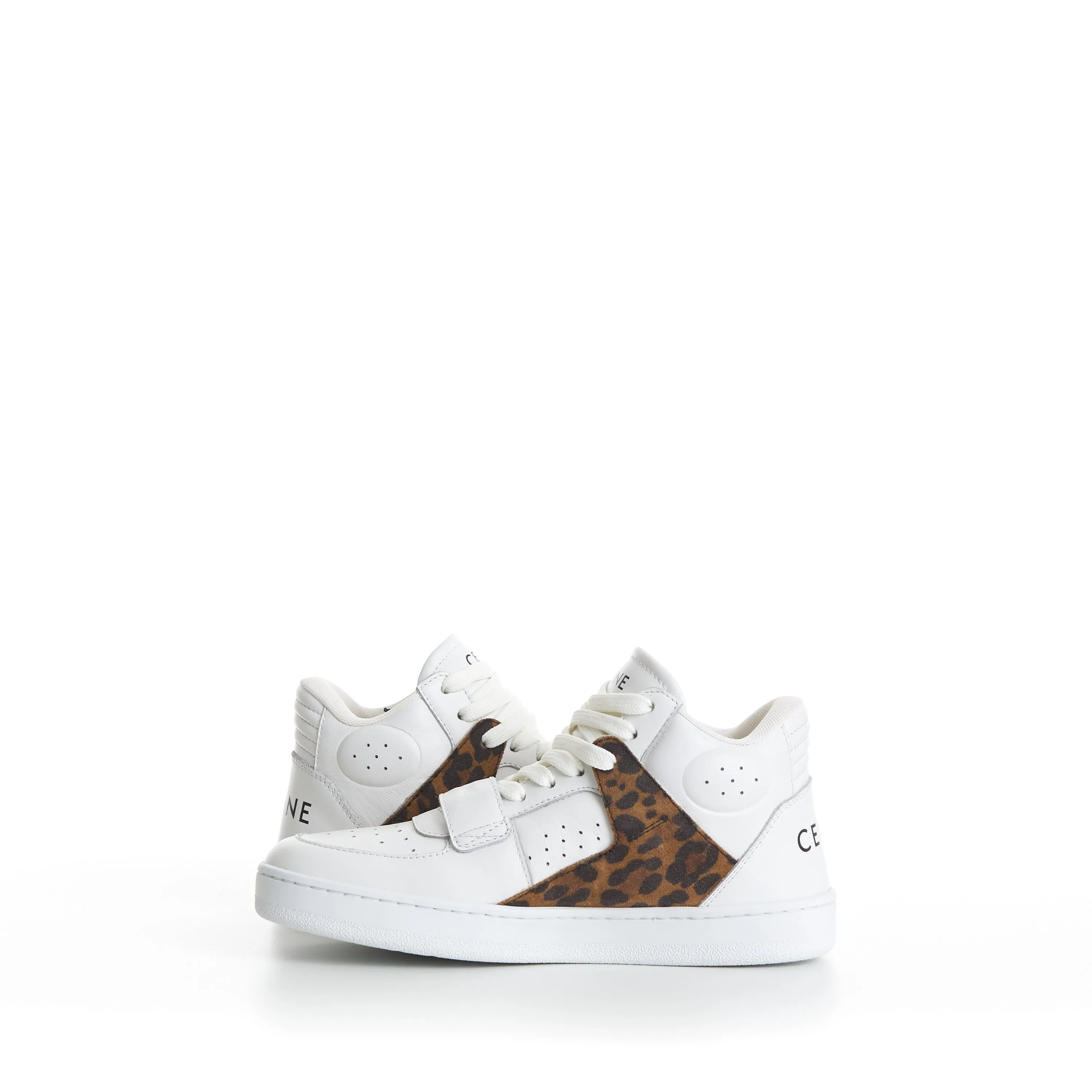 CT-02 Celine Trainer Mid Sneaker With Scratch In Calfskin & Leopard Printed