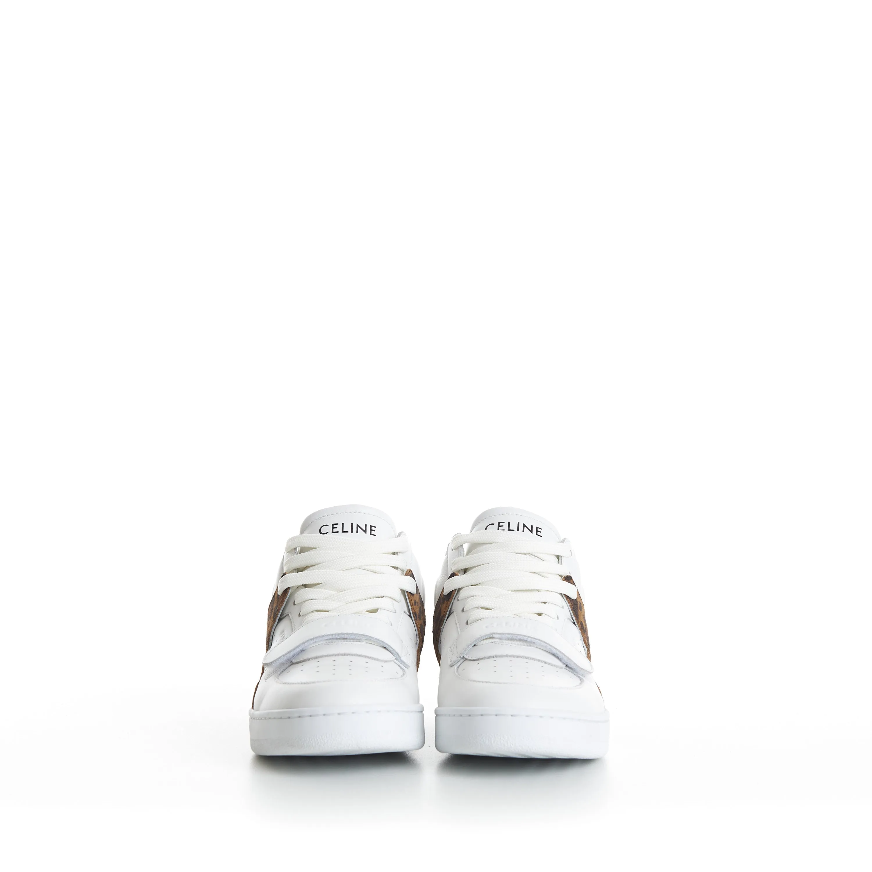 CT-02 Celine Trainer Mid Sneaker With Scratch In Calfskin & Leopard Printed