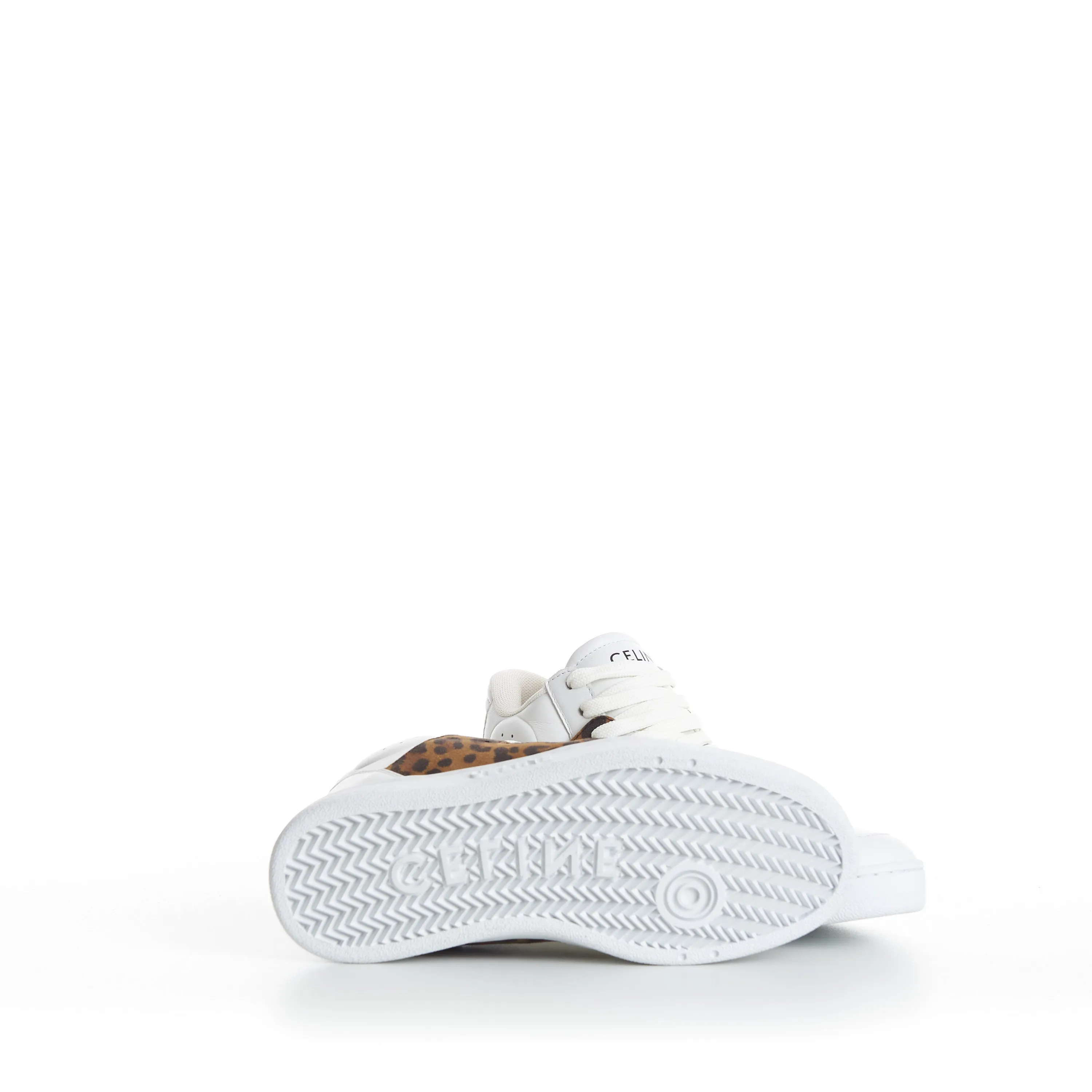 CT-02 Celine Trainer Mid Sneaker With Scratch In Calfskin & Leopard Printed