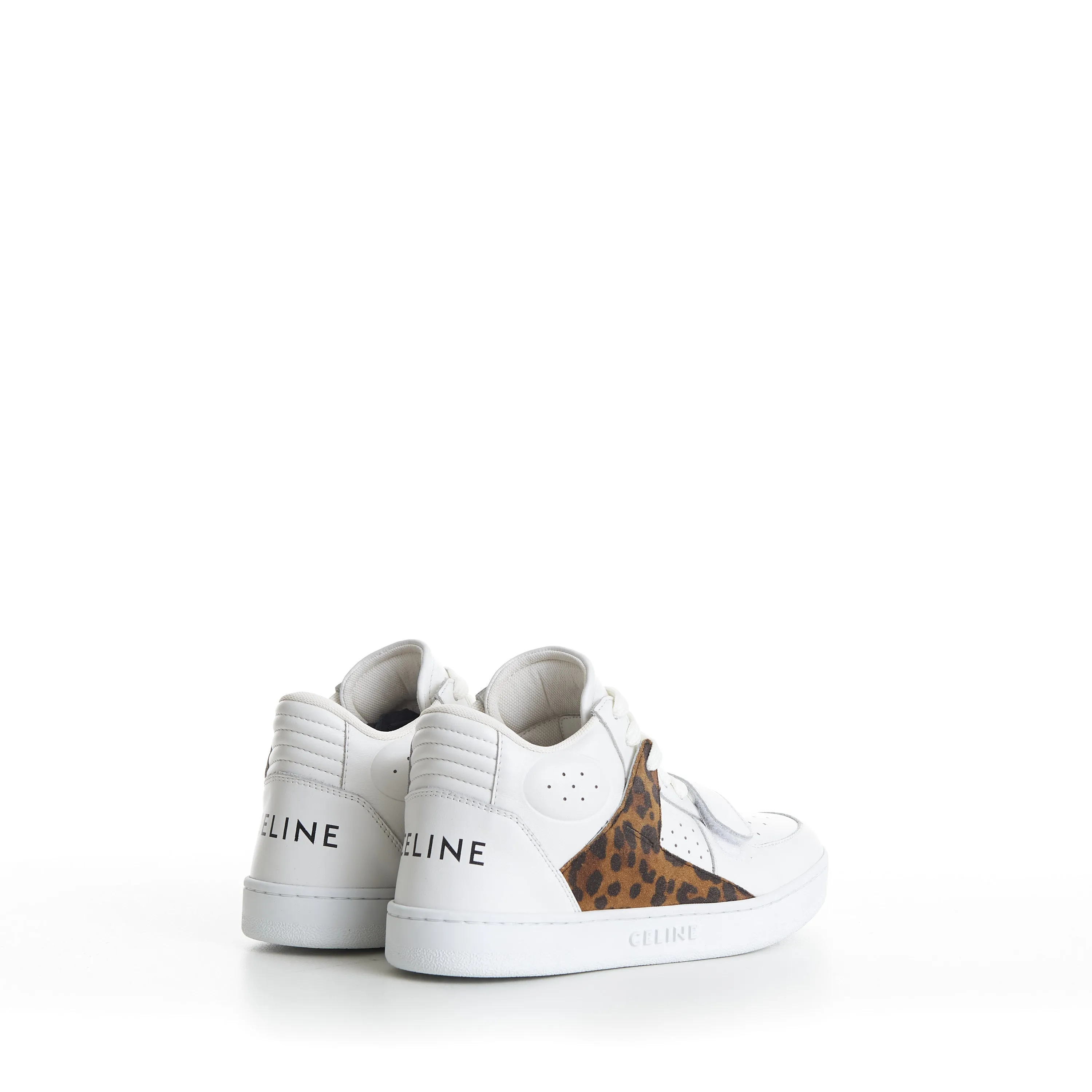CT-02 Celine Trainer Mid Sneaker With Scratch In Calfskin & Leopard Printed