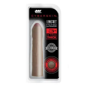 Cyberskin 3 Inch Xtra Thick Uncut Transformer  Penis Extension - Dark