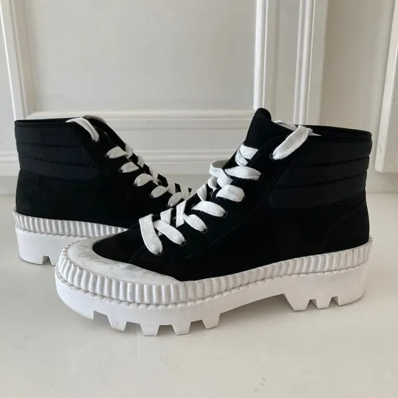 Dolce Vita Anthropologie High Top Black Suede Platform Sneakers Sz 9.5