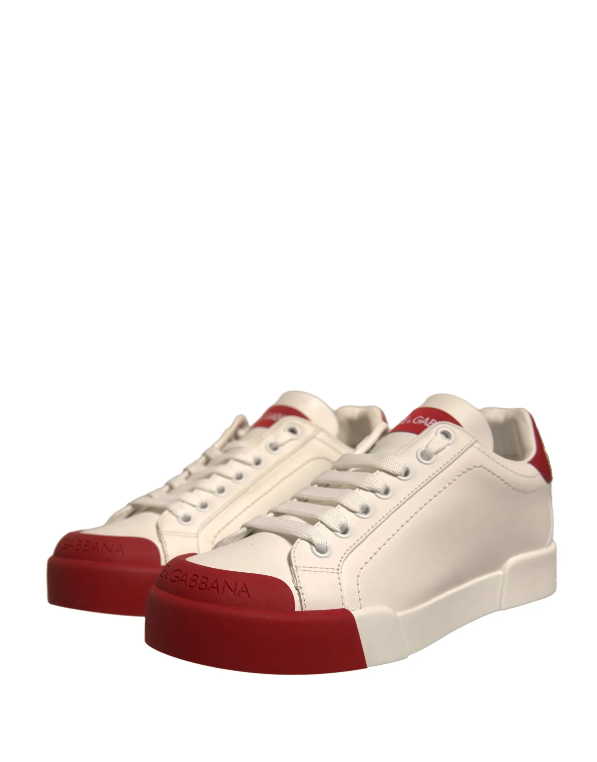 Dolce&Gabbana Portofino Women Ivory Sneakers Leather Flat Trainer Shoes EUR 35.5