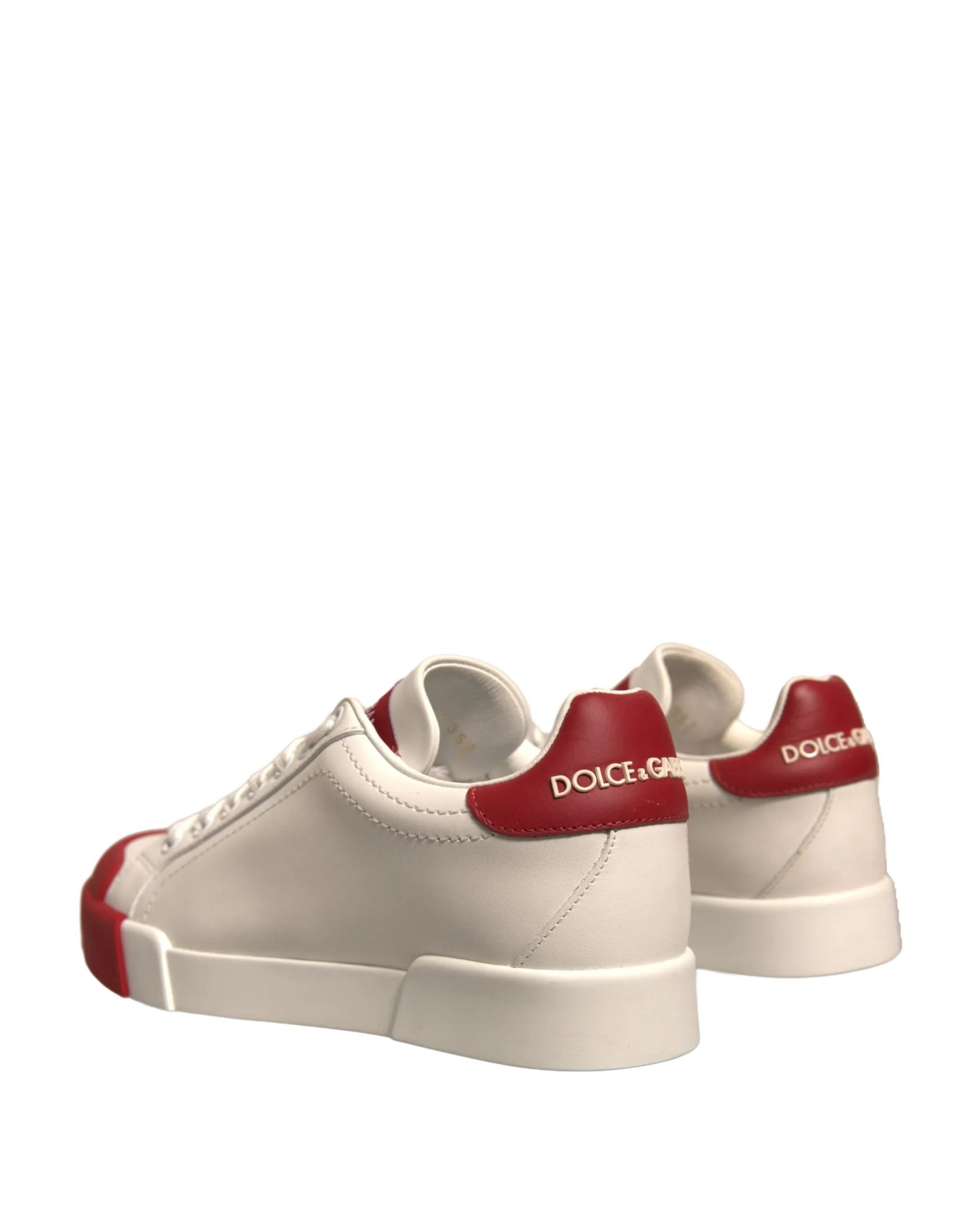 Dolce&Gabbana Portofino Women Ivory Sneakers Leather Flat Trainer Shoes EUR 35.5