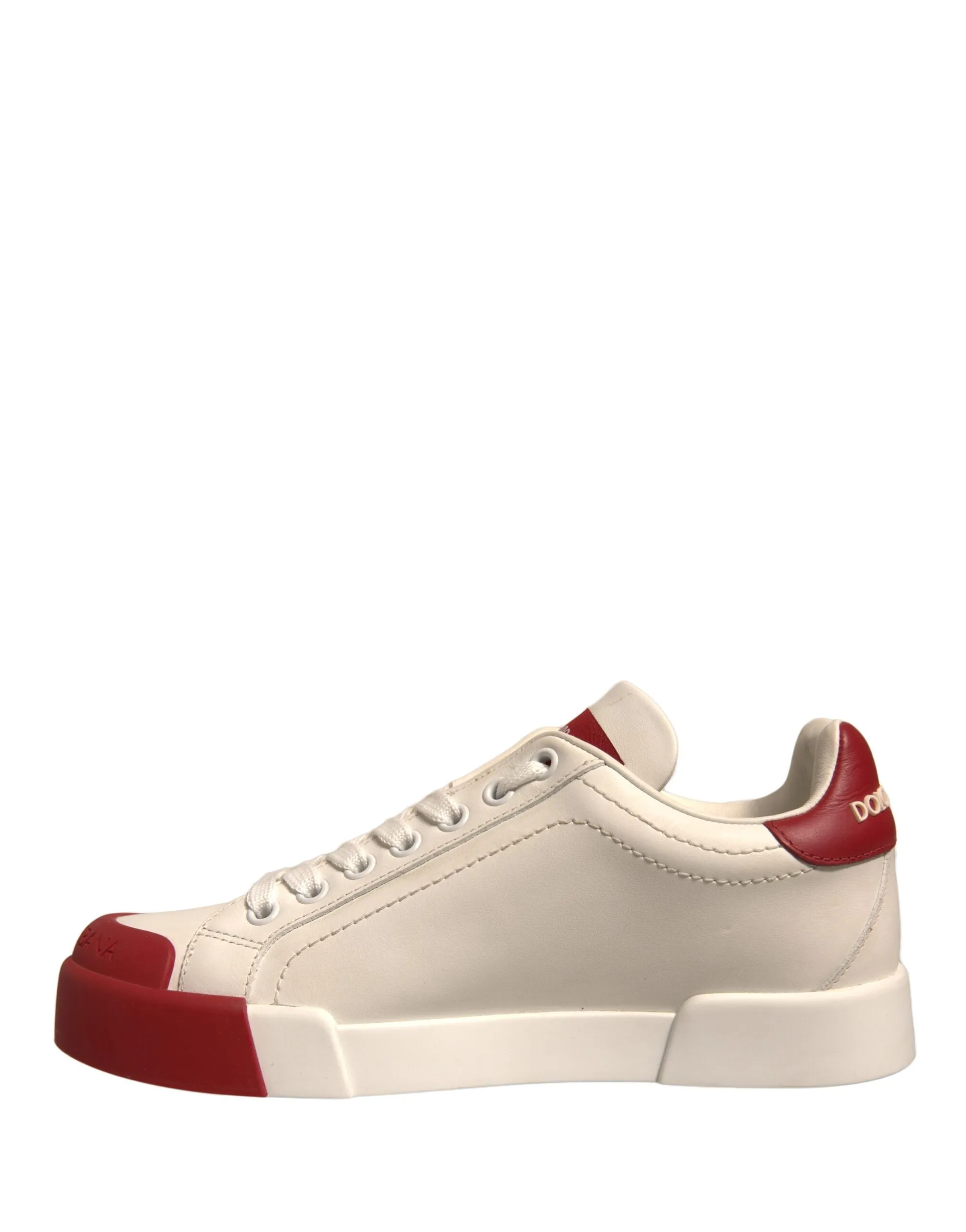 Dolce&Gabbana Portofino Women Ivory Sneakers Leather Flat Trainer Shoes EUR 35.5