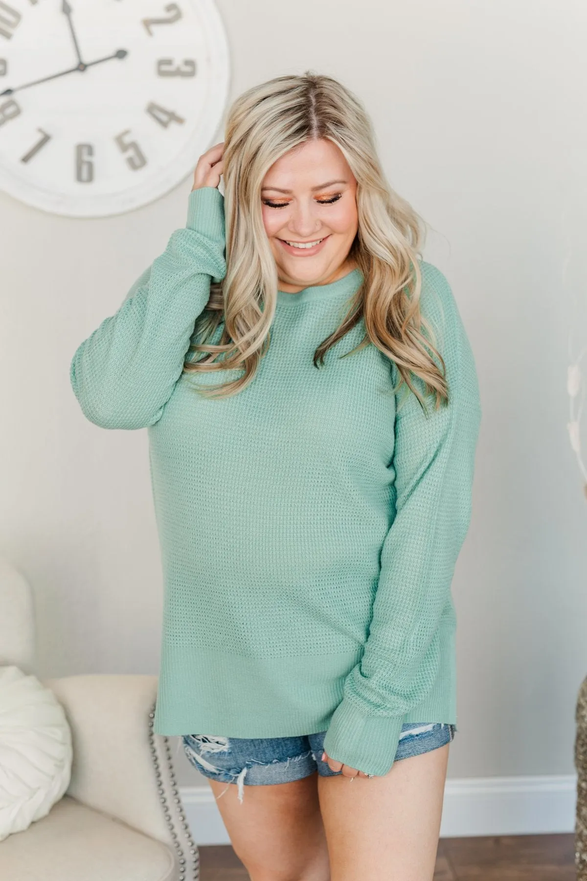 Dream About Us Knit Sweater- Seafoam