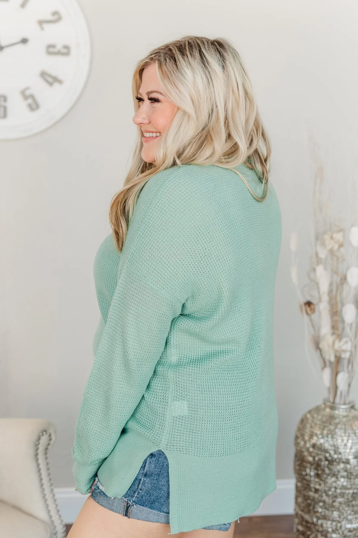 Dream About Us Knit Sweater- Seafoam