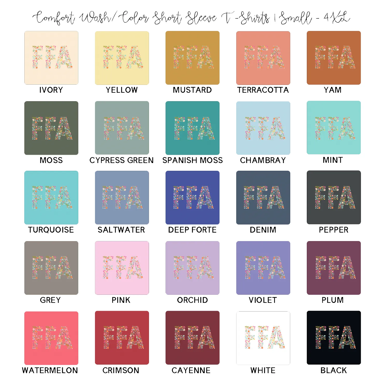 Flower FFA Sketch ComfortWash/ComfortColor T-Shirt (S-4XL) - Multiple Colors!