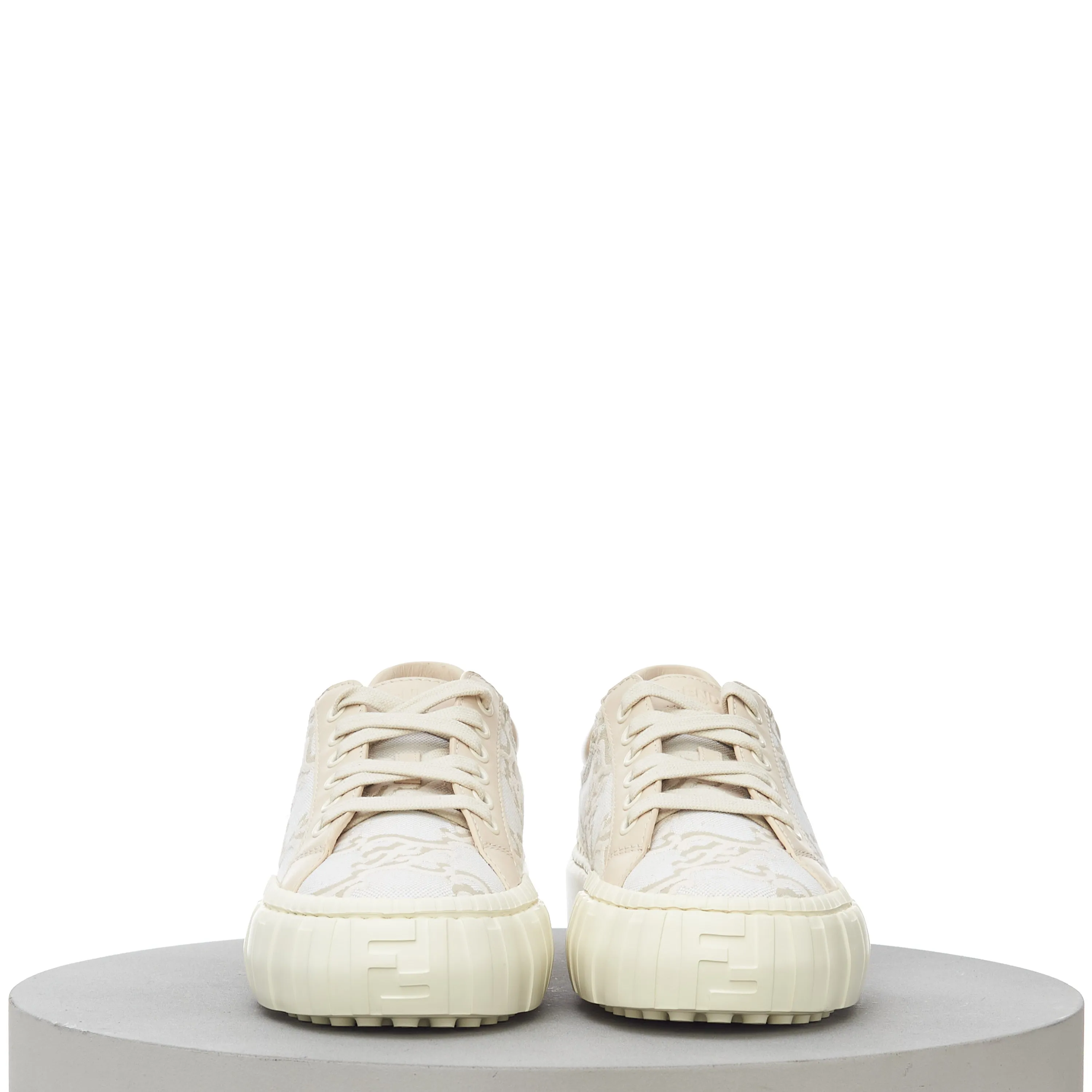Force FF Karligraphy Motif Low Top Sneakers In Beige & White