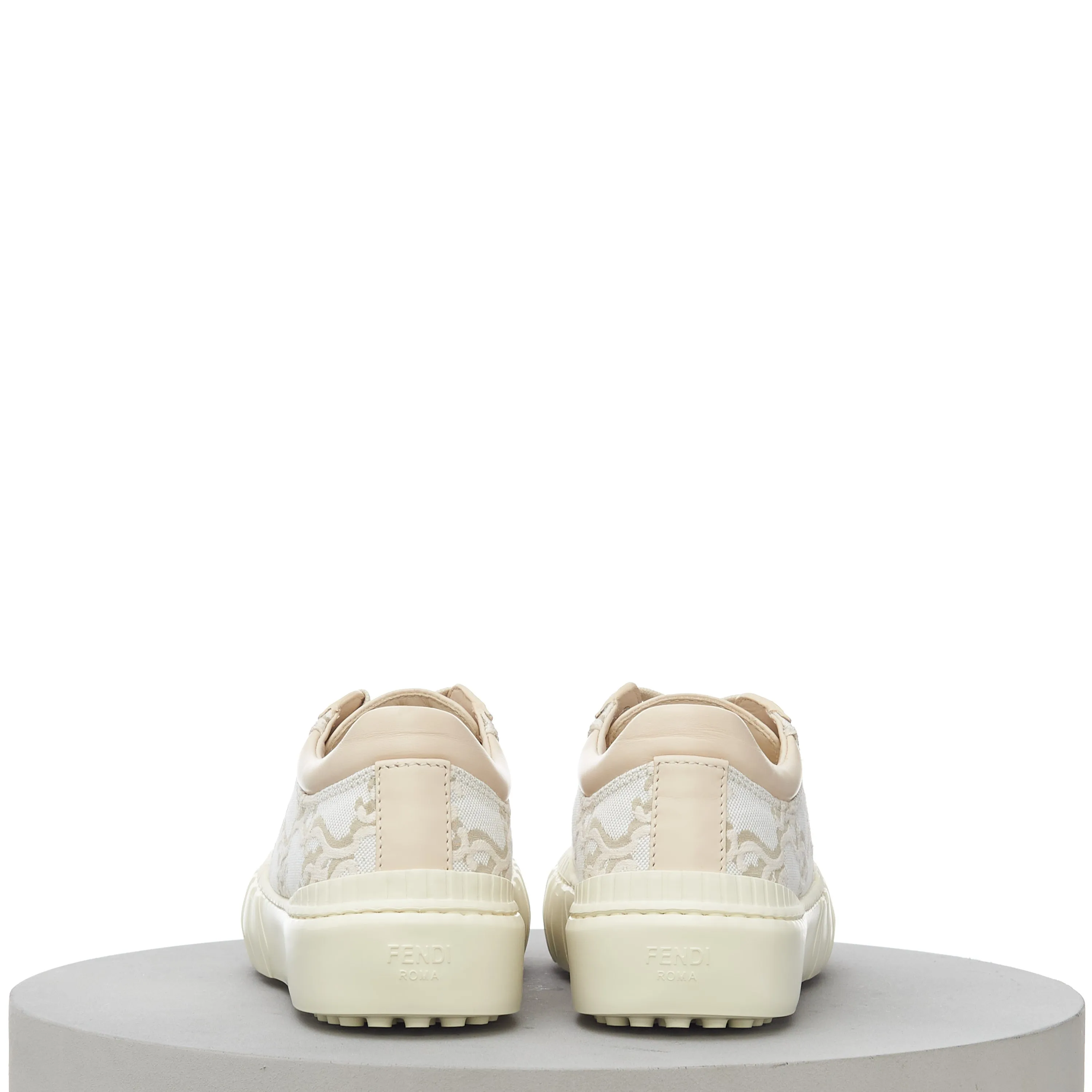 Force FF Karligraphy Motif Low Top Sneakers In Beige & White