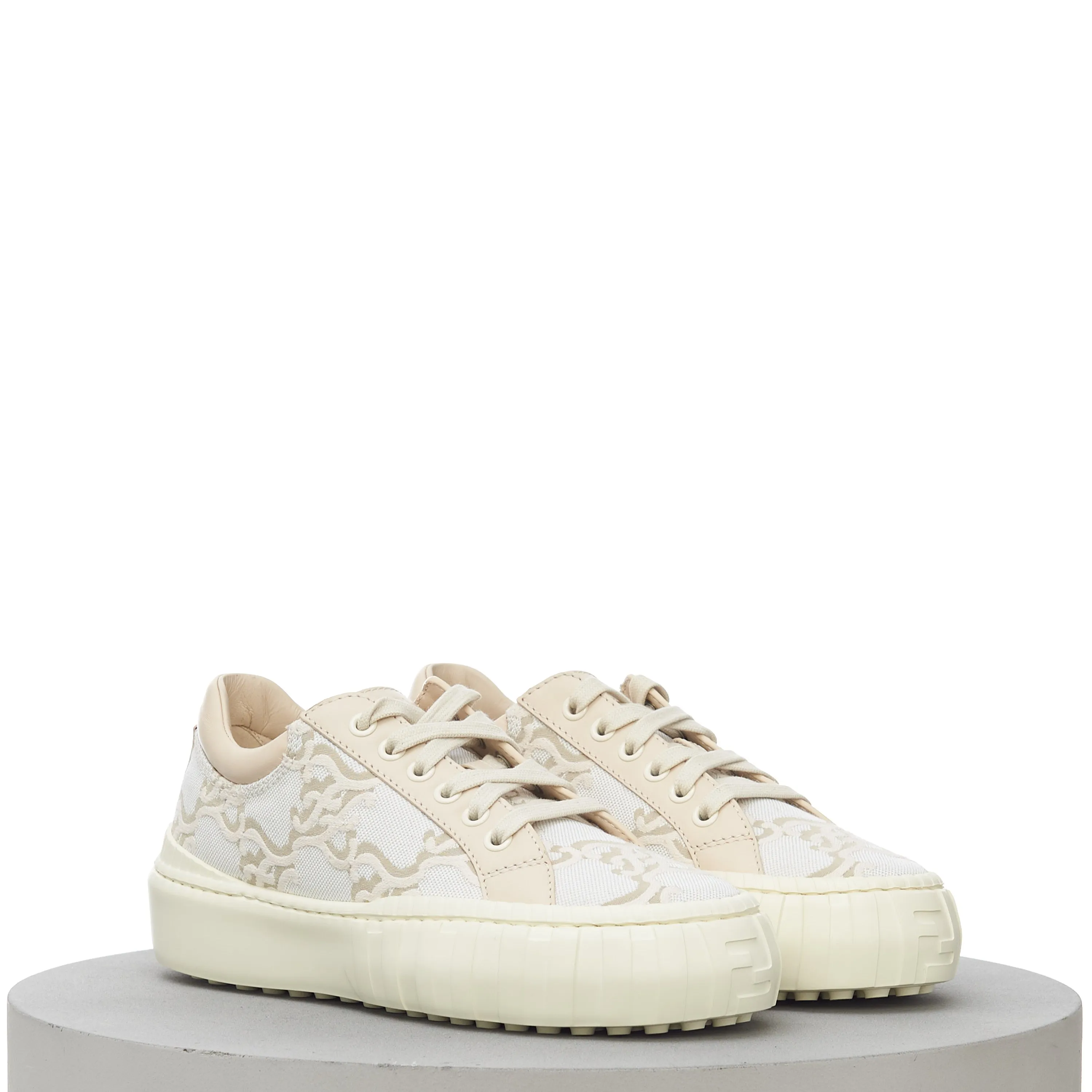 Force FF Karligraphy Motif Low Top Sneakers In Beige & White