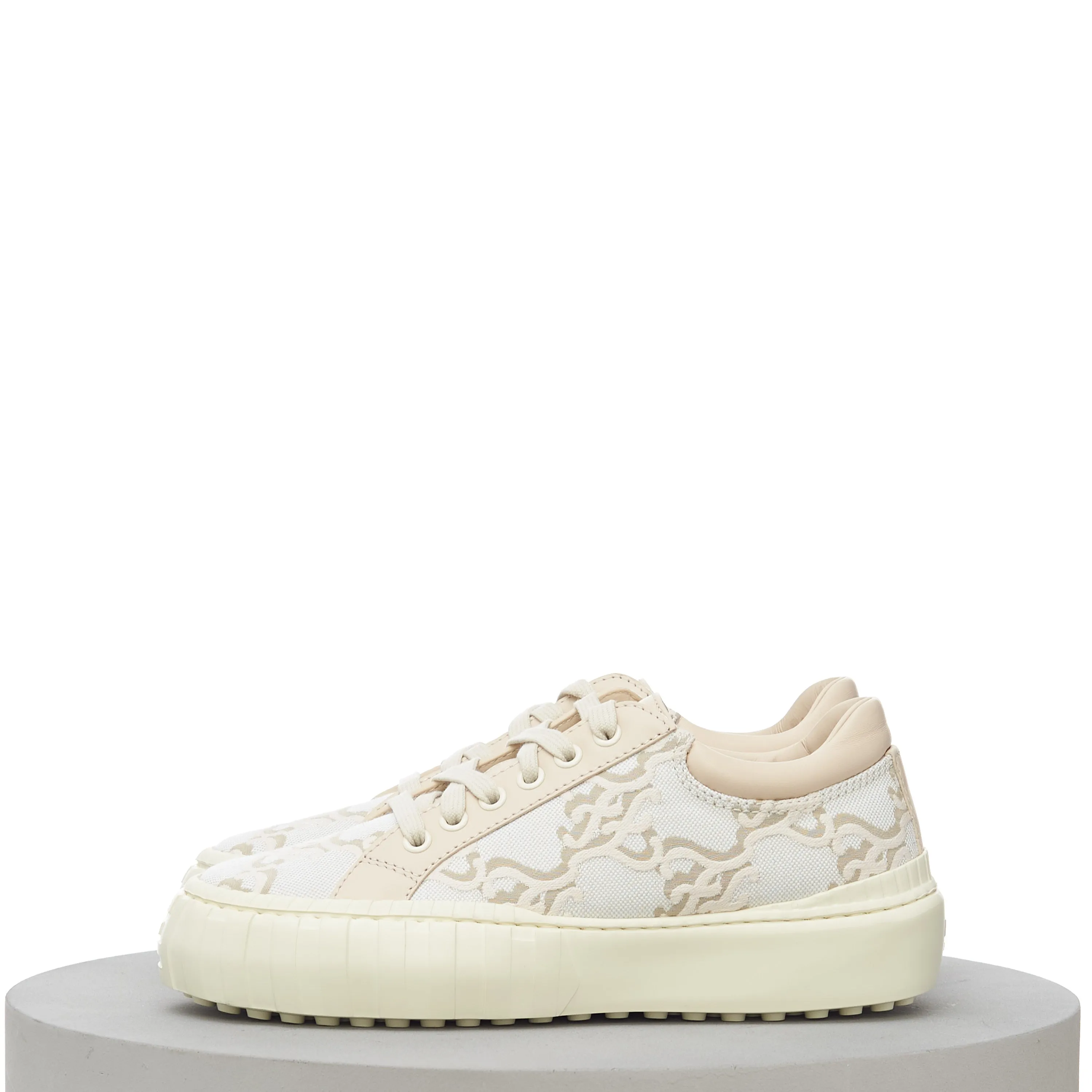 Force FF Karligraphy Motif Low Top Sneakers In Beige & White